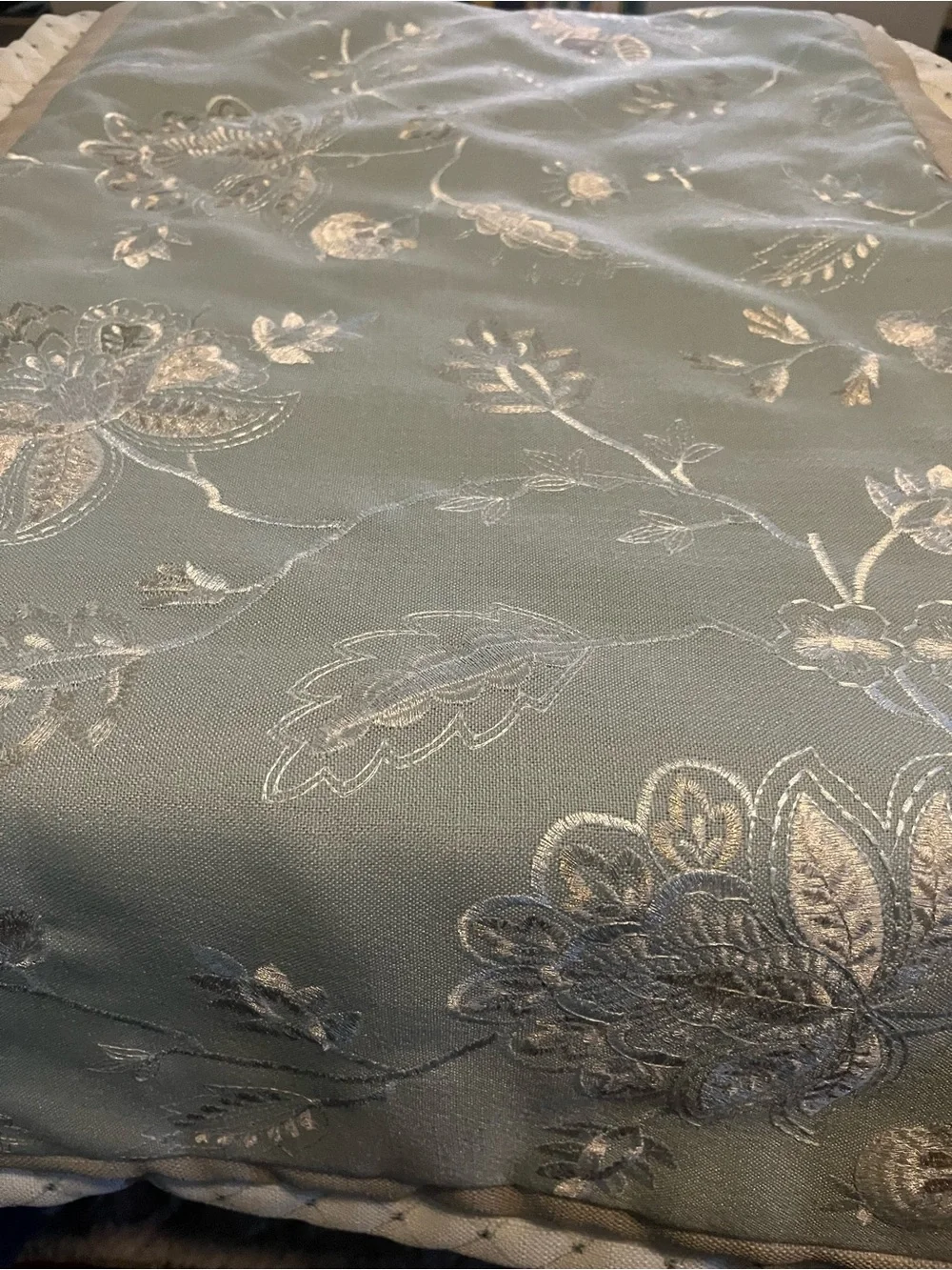 Classic Floral Embroidered Comforter in Sage Green King Size